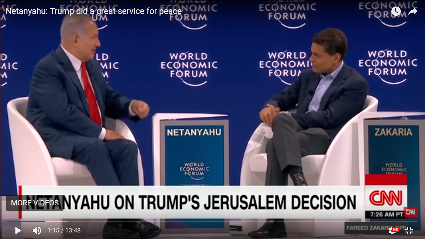 Israeli PM Netanyahu is interviewed by CNN's Fareed Zakaria in Davos, 2018