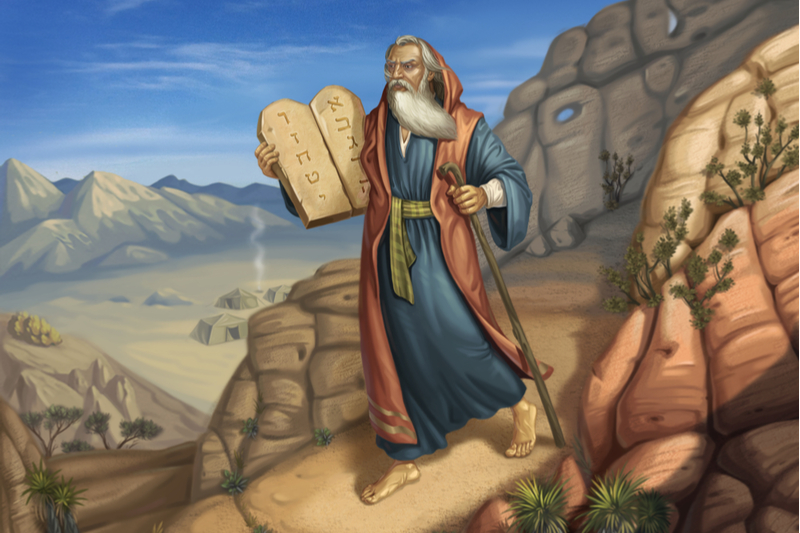 Moses holding the tablets