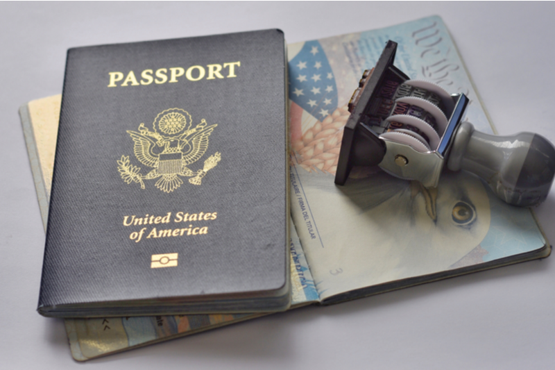 american passport and stamp